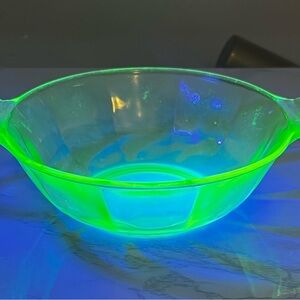 Uranium Green Depression Glass Bowl